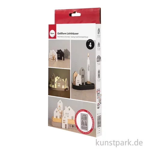 Artikelbild 2 des Artikels “Silikon Gießform - Lichthäuser mit Herz, 14,5 x 26 x 1,7 cm “
