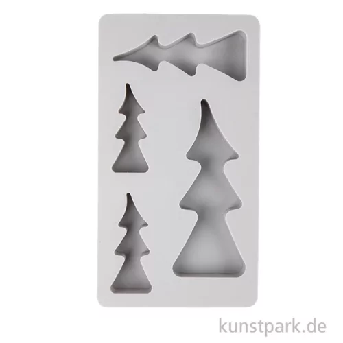 Artikelbild 2 des Artikels “Silikon Gießform - Tannenbäume, 4 Motive, 14,5 x 26 x 2 cm “
