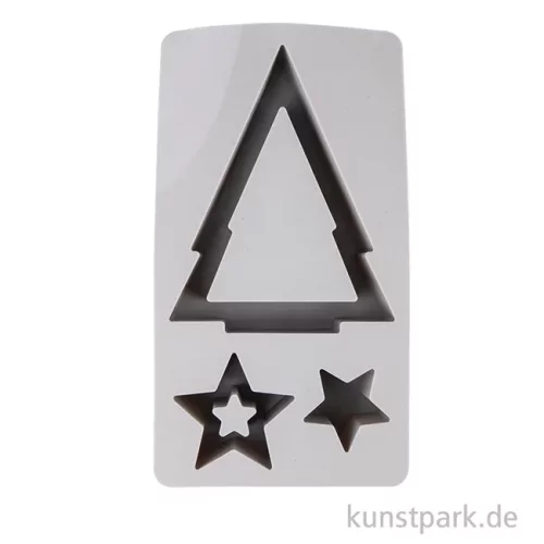 Artikelbild 2 des Artikels “Silikon Gießform - Teelichtbaum + Sterne, 3 Motive, 14,5 x 26 x 4 cm “