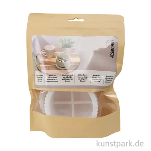 Artikelbild 2 des Artikels “Silikonform Dose mit Deckel, geriffelt, Durchmesser 10,8 cm, H 5,8 cm “