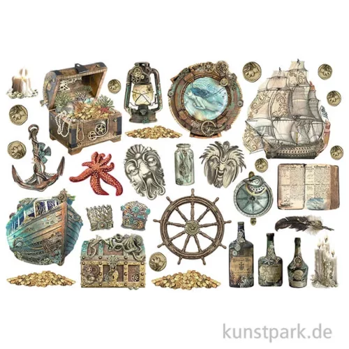 Artikelbild 2 des Artikels “Stamperia Ephemera Aufkleber - Songs of the Sea Sea Sailing Ship “
