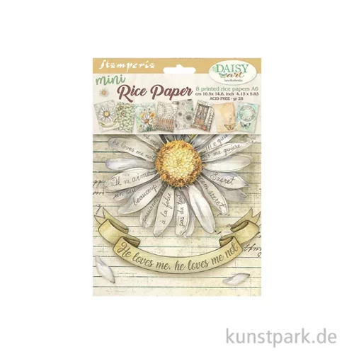 Artikelbild 2 des Artikels “Stamperia Reispapier Selection - Daisy Art, 8 Blatt, A6 “