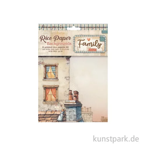 Artikelbild 2 des Artikels “Stamperia Reispapier Selection - Family Backgrounds, A6 “