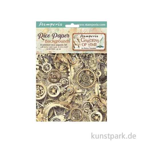 Artikelbild 2 des Artikels “Stamperia Reispapier Selection - Gardens of Time Backgrounds, A6 “