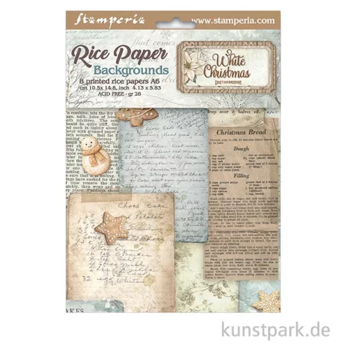 Artikelbild 2 des Artikels “Stamperia Reispapier Selection - White Christmas Backgrounds, A6 “