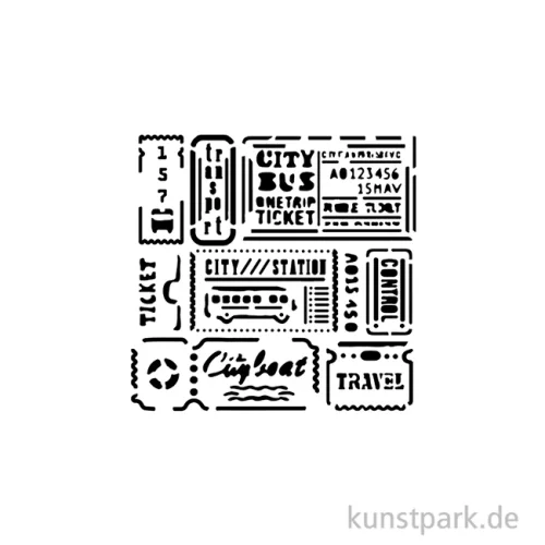 Artikelbild 2 des Artikels “Stamperia Schablone - Art of Travelling Tickets, 12 x 12 cm “