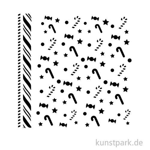 Artikelbild 2 des Artikels “Stamperia Schablone - Candy Christmas Candycanes Pattern, 18 x 18 cm “