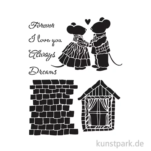 Artikelbild 2 des Artikels “Stamperia Schablone - Family House And Mice, 20 x 25 cm “