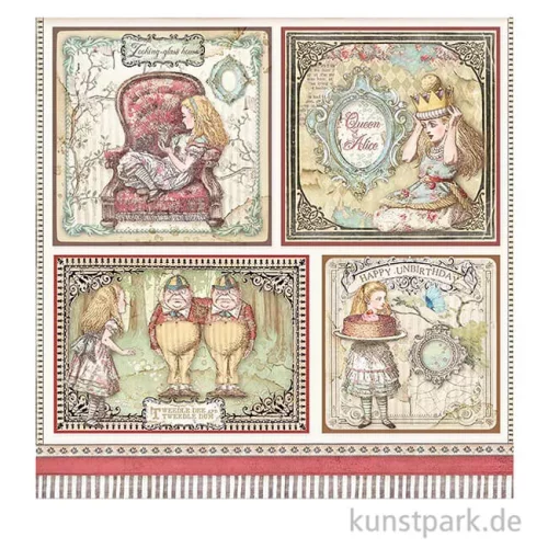 Artikelbild 2 des Artikels “Stamperia Scrappapier - Alice 4 Cards, 30,5x30,5 cm “
