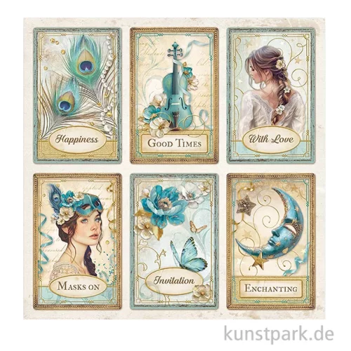 Artikelbild 2 des Artikels “Stamperia Scrappapier - Masquerade 6 Cards, 30,5 x 30,5 cm “