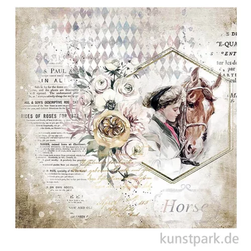 Artikelbild 2 des Artikels “Stamperia Scrappapier - Romantic Horses Lady with Horse, 30,5x30,5 cm “