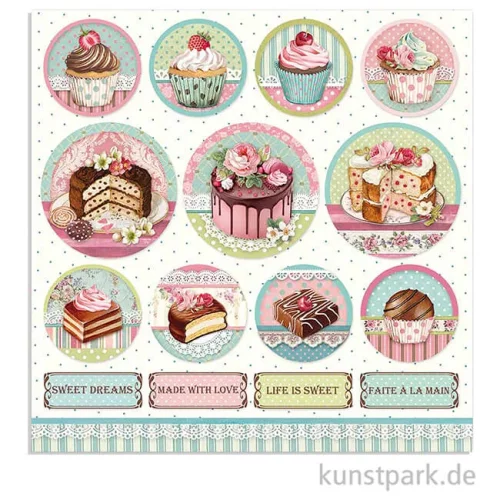 Artikelbild 2 des Artikels “Stamperia Scrappapier - Sweety Mini Cakes Round, 30,5 x 30,5 cm “