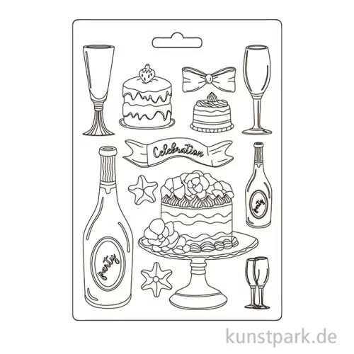 Artikelbild 2 des Artikels “Stamperia Soft Mould (Gießform) - Masquerade Flut and Cakes, A5 “