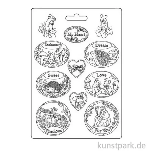 Artikelbild 2 des Artikels “Stamperia Soft Mould (Gießform) - Woodland Oval Plates, A4 “