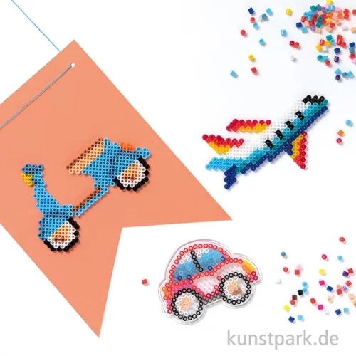 Artikelbild 2 des Artikels “Steckplatten-Set für Bügelperlen - Fahrzeuge, 3 Stück sortiert “