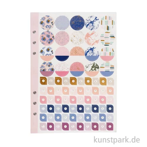 Artikelbild 2 des Artikels “Sticker-Buch für Kreativbücher - Blumendesign Lila-Gold-Rosa, 8 Bögen “