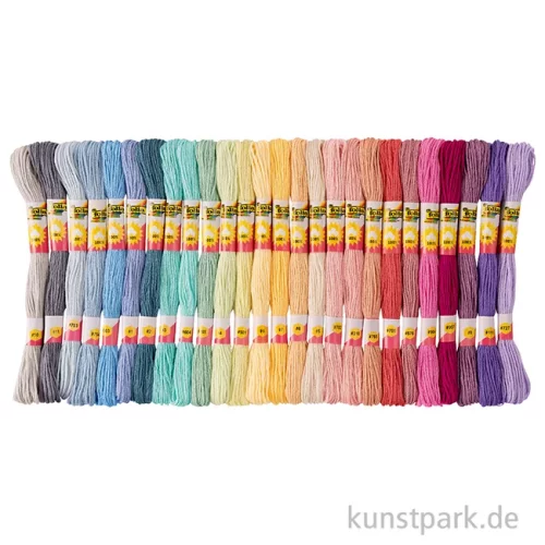 Artikelbild 2 des Artikels “Stickgarn Pastell Set, je 8 m, 52 Stück in 26 Farben “