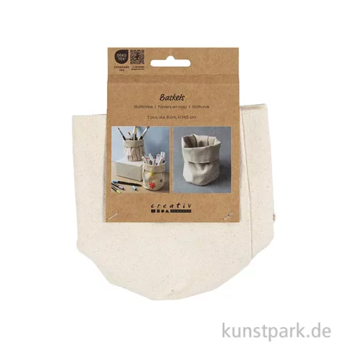Artikelbild 2 des Artikels “Stoffkörbe, Baumwolle, Natur, Höhe 14,5 cm, Durchmesser 9 cm, 2 Stück “