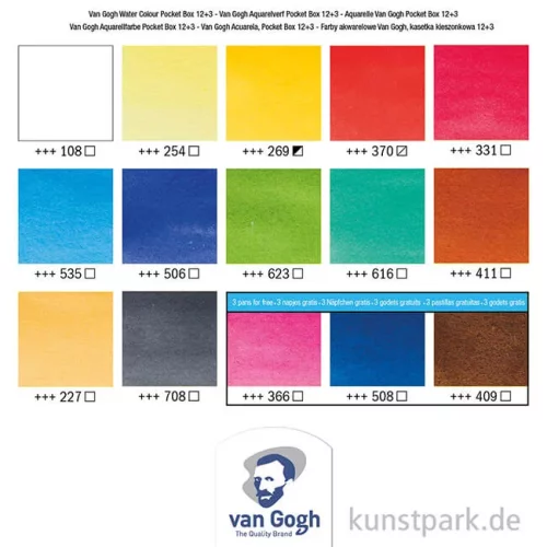 Artikelbild 2 des Artikels “Talens VAN GOGH Aquarell Pocket Box mit 12+3 halben Näpfen “