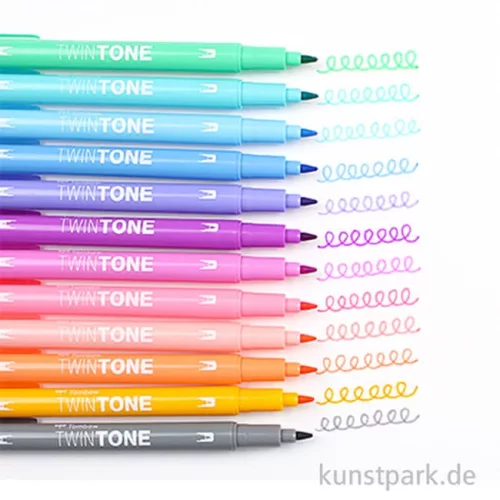 Artikelbild 2 des Artikels “Tombow Doppelfasermaler TwinTone, 12 Stifte Set - Pastellfarben “
