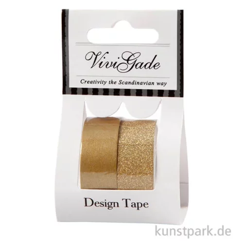 Artikelbild 2 des Artikels “Vivi Gade Motiv-Klebeband Washitape 15 mm - Set mit 2x5 m Gold “