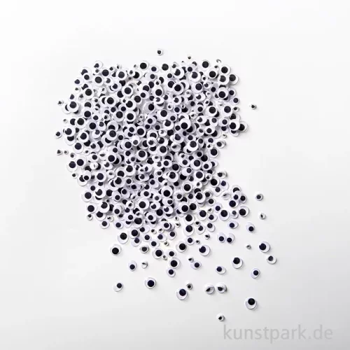 Artikelbild 2 des Artikels “Wackelaugen mit Wimpern, 6 versch. Größen, 100 Stück - weiß “