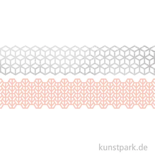 Artikelbild 2 des Artikels “Washi-Dekor-Tape, Rose + Silber, 25 mm, 2 Rollen, je 5 m “
