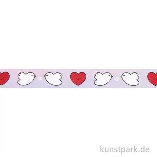 Artikelbild 2 des Artikels “Washi Tape - Chingu, Vögel + Herzen, 15 mm, 10 m Rolle “