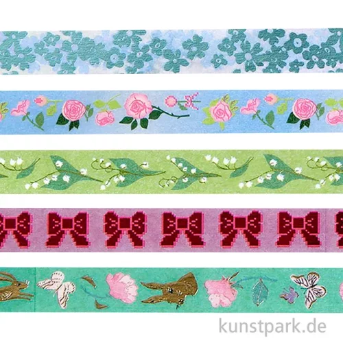 Artikelbild 2 des Artikels “Washi Tape Set - La Vie en Rose, Grün Blau, 5 Stück, je 10 m “