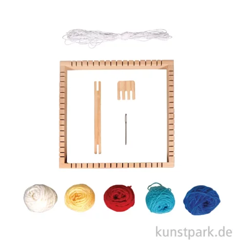 Artikelbild 2 des Artikels “Webset mit Holz Webrahmen + Zubehör, 23 x 23 cm, Webbreite 18 cm “