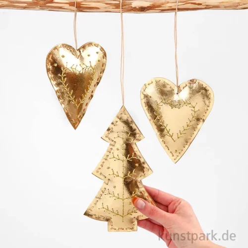 Artikelbild 2 des Artikels “Weihnachtsanhänger aus Lederpapier - Gold, 3 Designs “