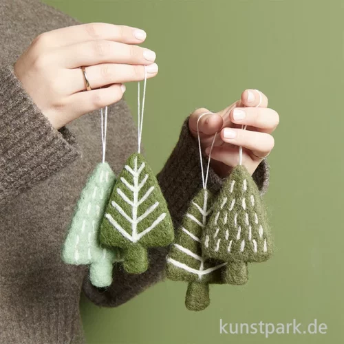 Artikelbild 2 des Artikels “Weihnachtsanhänger Tanne, Handgefilzt, Grün, 10,5 x 6 x 1,3 cm “