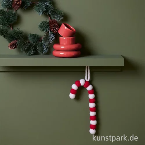 Artikelbild 2 des Artikels “Weihnachtsanhänger Zuckerstange, Filz, Rot-Weiß, 25 x 10 x 2,5 cm “