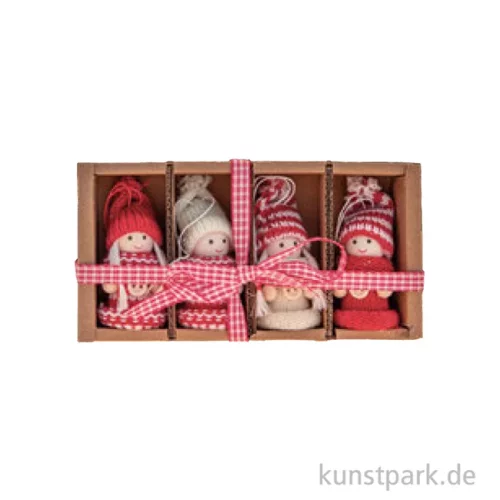 Artikelbild 2 des Artikels “Weihnachtsfiguren zum Hängen, Strick, Rot-Weiß, 7 cm, 4er Set “