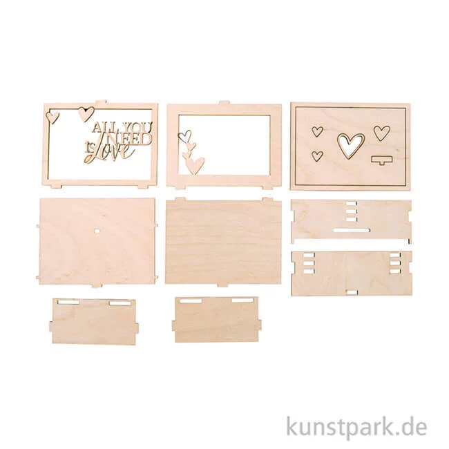 Artikelbild 3 des Artikels “3D Geschenkbox - Love, 11,5x8,5x5 cm, Holz-Bausatz mit 14 Teilen “