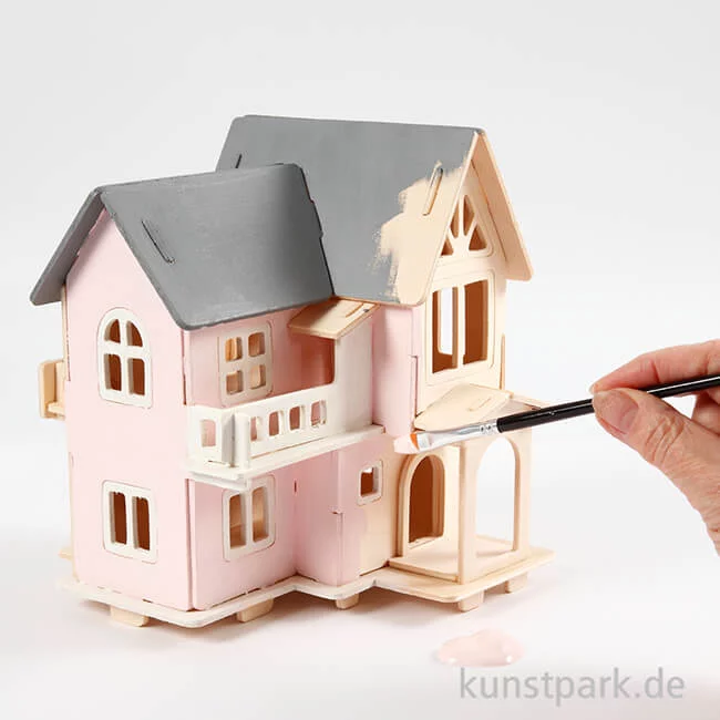 Artikelbild 3 des Artikels “3D-Holzpuzzle Haus mit Balkon, 15,8x17,5x19,5cm “