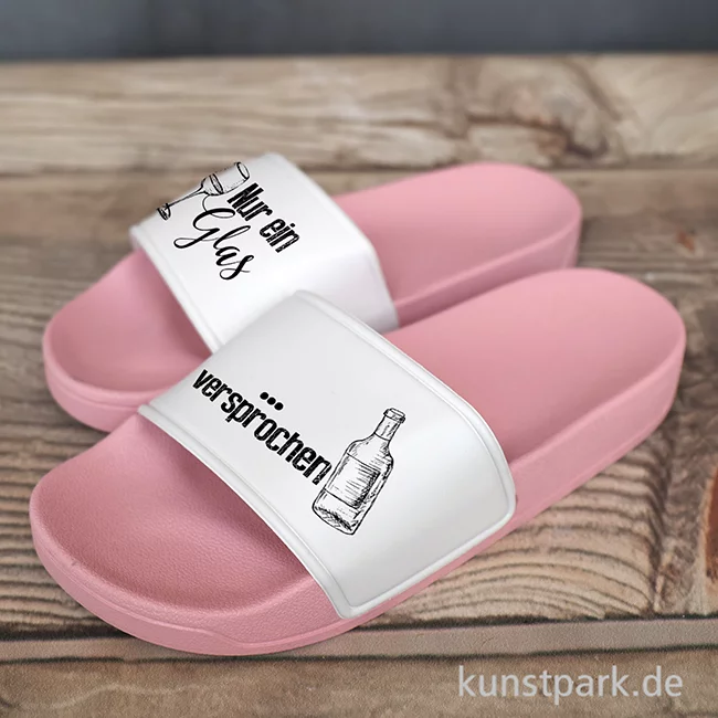 Artikelbild 3 des Artikels “Badelatschen, Rosa-Weiß, Bedruckt, Design, Nur ein Glas “