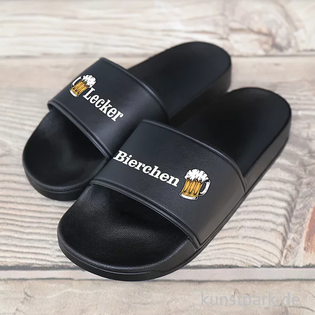 Artikelbild 3 des Artikels “Badelatschen, Schwarz, Bedruckt, Design, Lecker Bierchen “