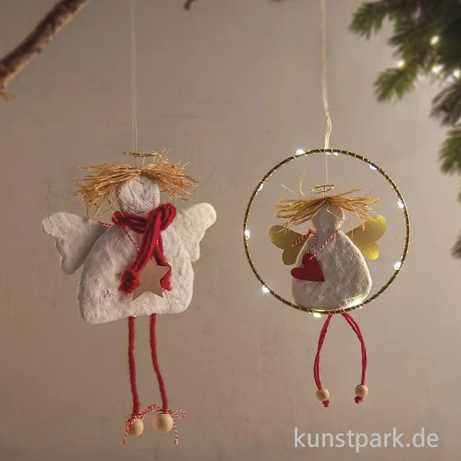 Artikelbild 3 des Artikels “Bastelset Engelmanufaktur - 2 Weihnachtsengel Hänger aus Gips “