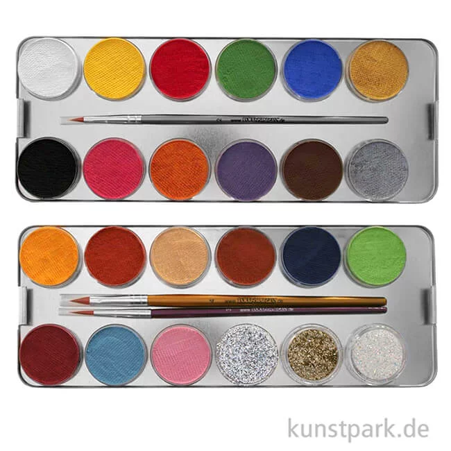 Artikelbild 3 des Artikels “Eulenspiegel 21 Basis + 3 Glitter-Farben Metall-Palette mit Pinseln “