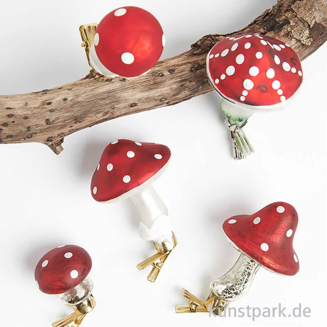 Artikelbild 3 des Artikels “Glas-Clip Fliegenpilz, Rund, Glitter 3,5 x 3,5 x 7,5 cm “