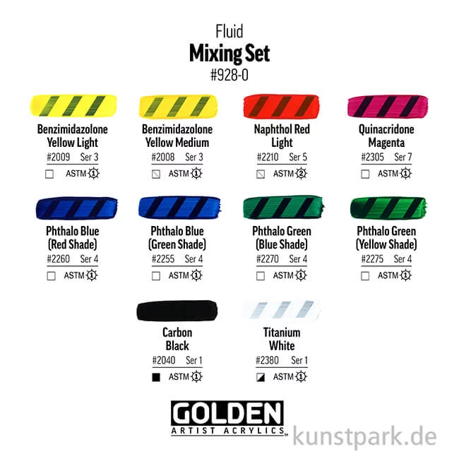 Artikelbild 3 des Artikels “GOLDEN Fluid Acryl - Mixing Set, 10 x 30 ml “