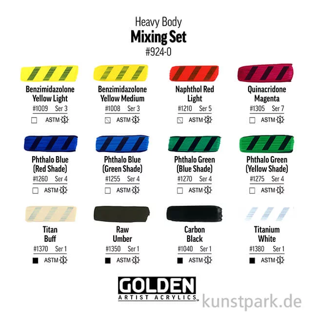 Artikelbild 3 des Artikels “GOLDEN Heavy Body Acryl - Mixing Set, 12 x 22 ml + Glazing Liquid “