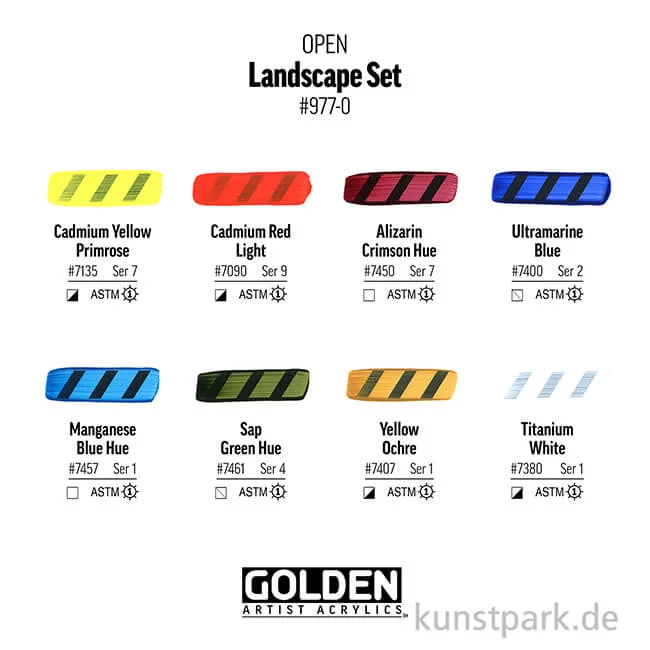 Artikelbild 3 des Artikels “GOLDEN Open Acryl Landscape Set, 7 x 22 ml + Titanium White + Thinner “