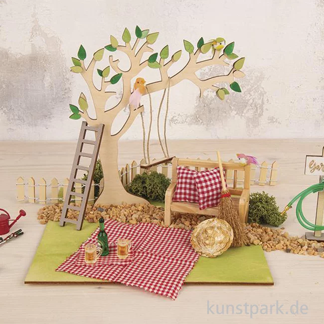 Artikelbild 3 des Artikels “Holzbausatz Miniatur Garten, 3D, Holz, Natur, 22-teilig, 21 x 19,2 cm “