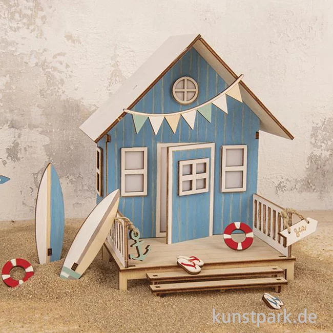 Artikelbild 3 des Artikels “Holzbausatz Strandhaus, Natur, 13,5 x 13 x 18 cm, 36-teilig “