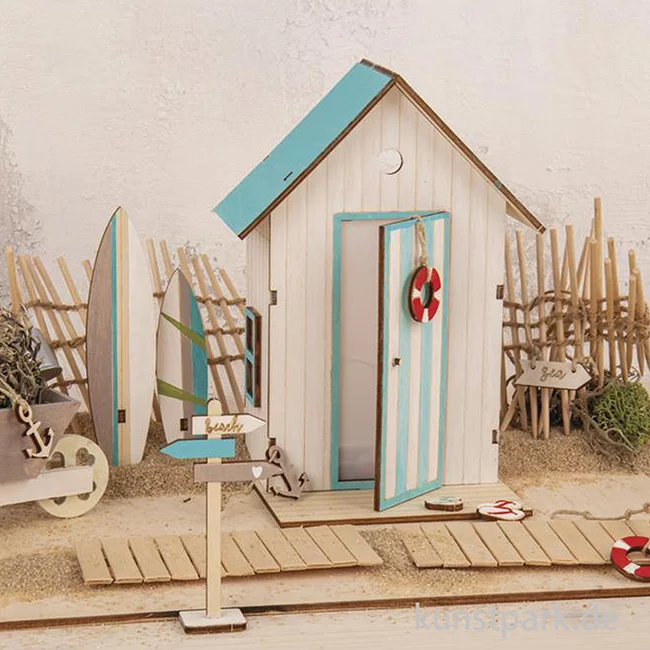 Artikelbild 3 des Artikels “Holzbausatz Strandkabine, Natur, 10,5 x 9,6 x 17,3 cm, 24-teilig “