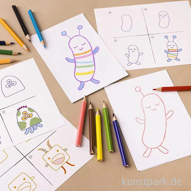 Artikelbild 3 des Artikels “Mini Zeichenset für Kinder - Monster zeichnen lernen “
