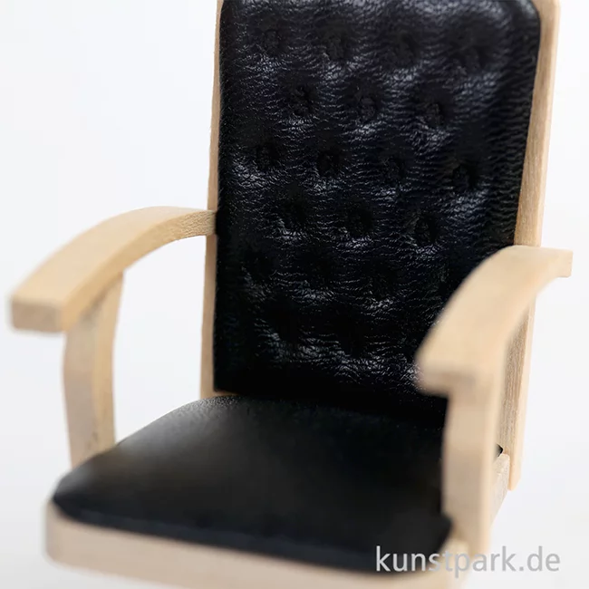 Artikelbild 3 des Artikels “Miniatur Bürostuhl, Holz, Leder, 4,8 x 4,5 x 9 cm “