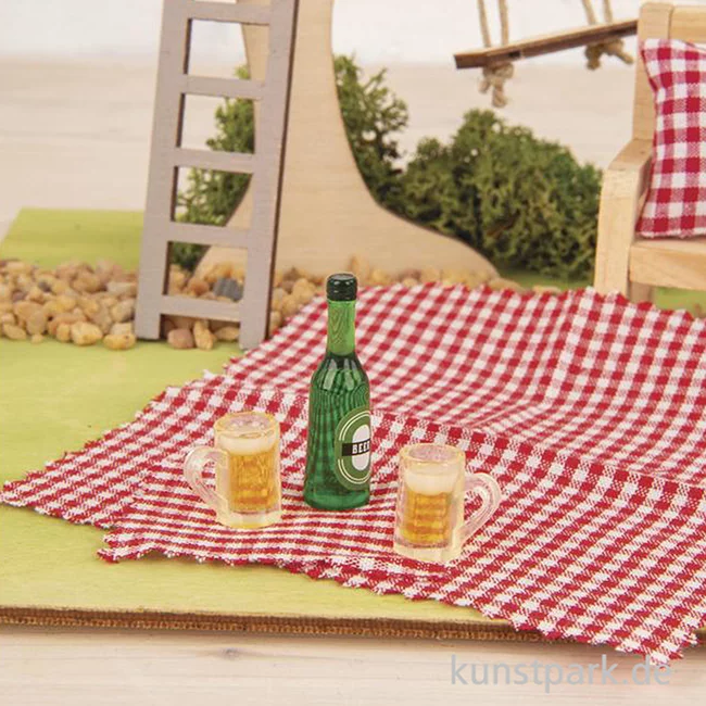 Artikelbild 3 des Artikels “Miniatur Deko Set, Picknick, Decken + Bier, 5-teilig “